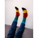 PATCHWORK SOCKS DARK GREEN/RED