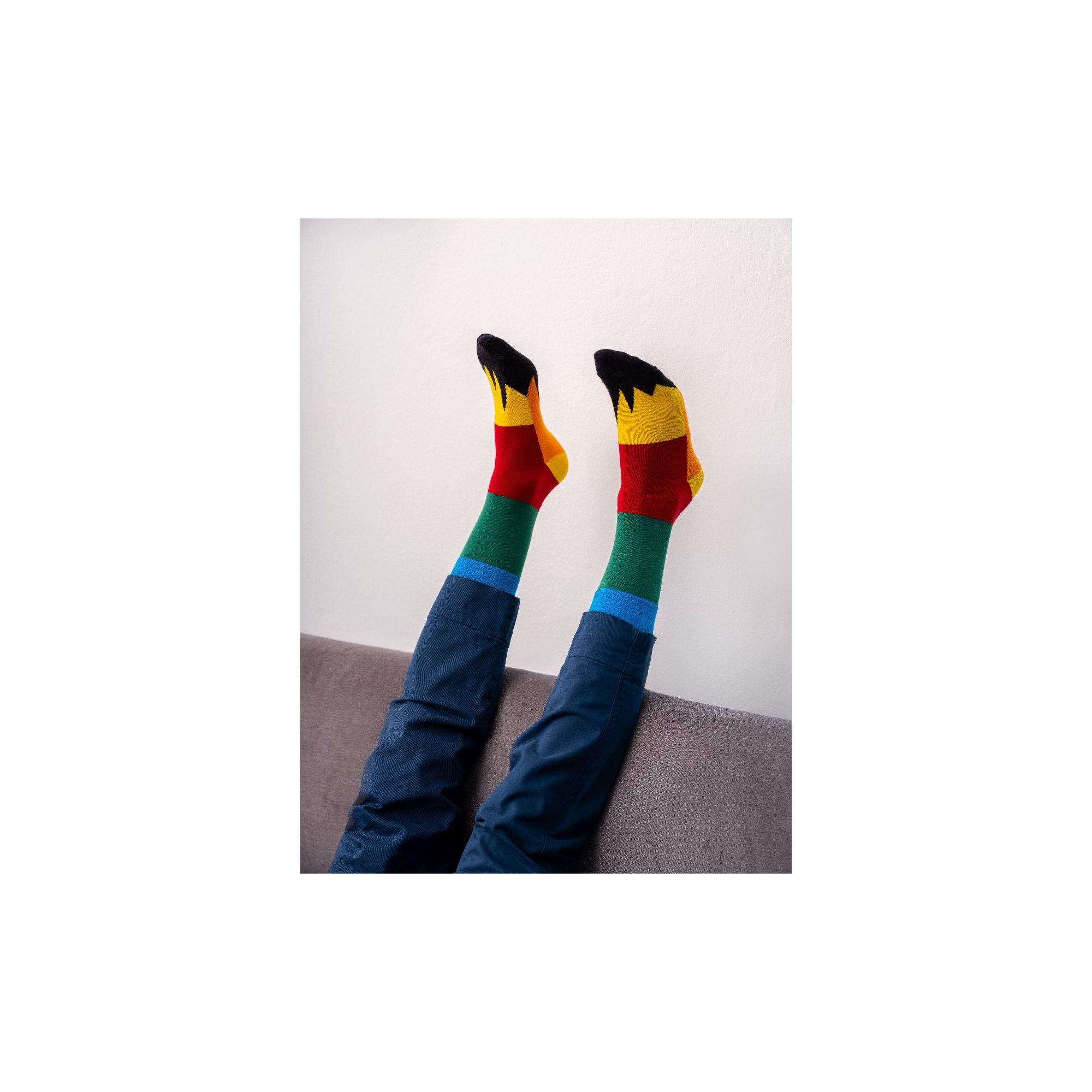 PATCHWORK SOCKS DARK GREEN/RED