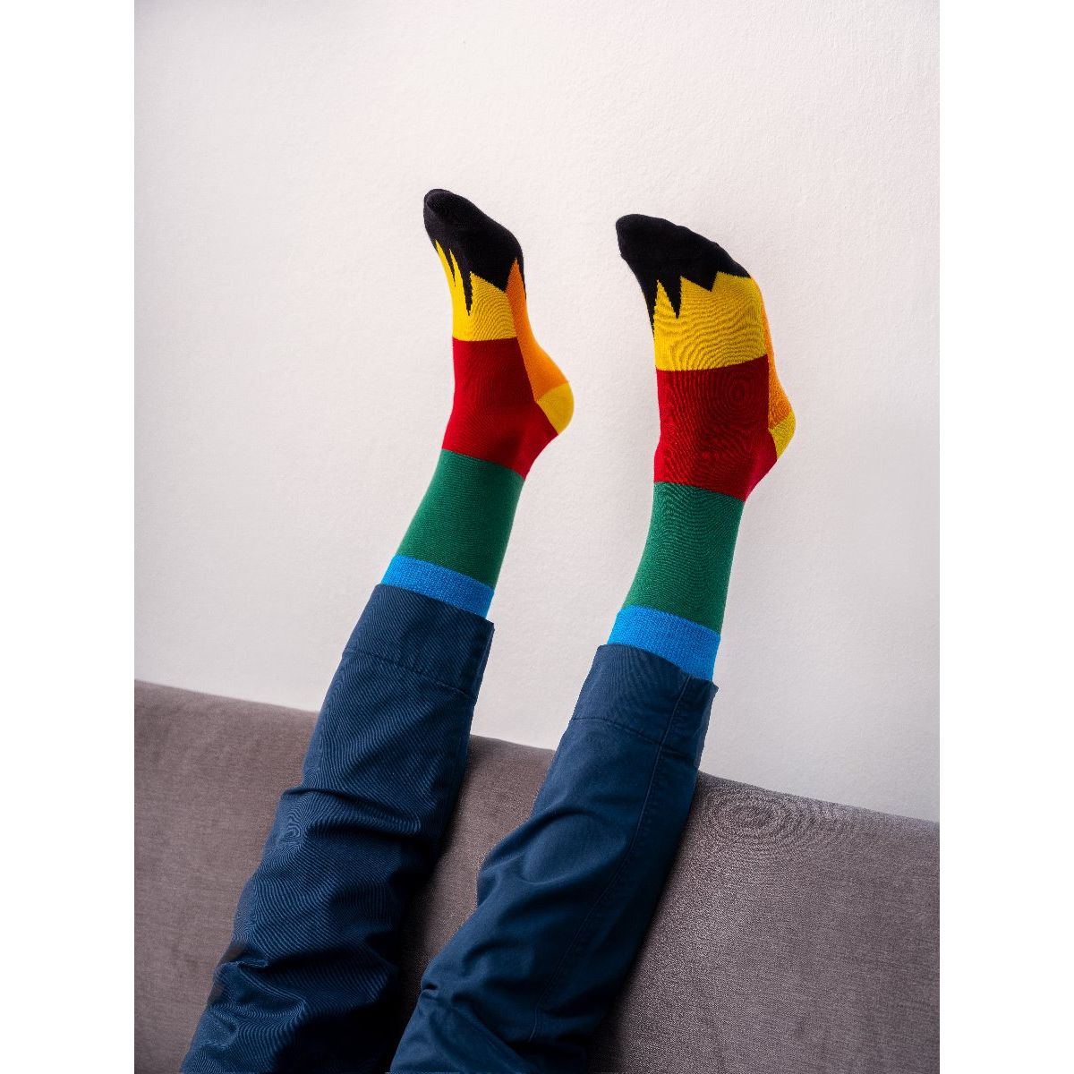 PATCHWORK SOCKS DARK GREEN/RED