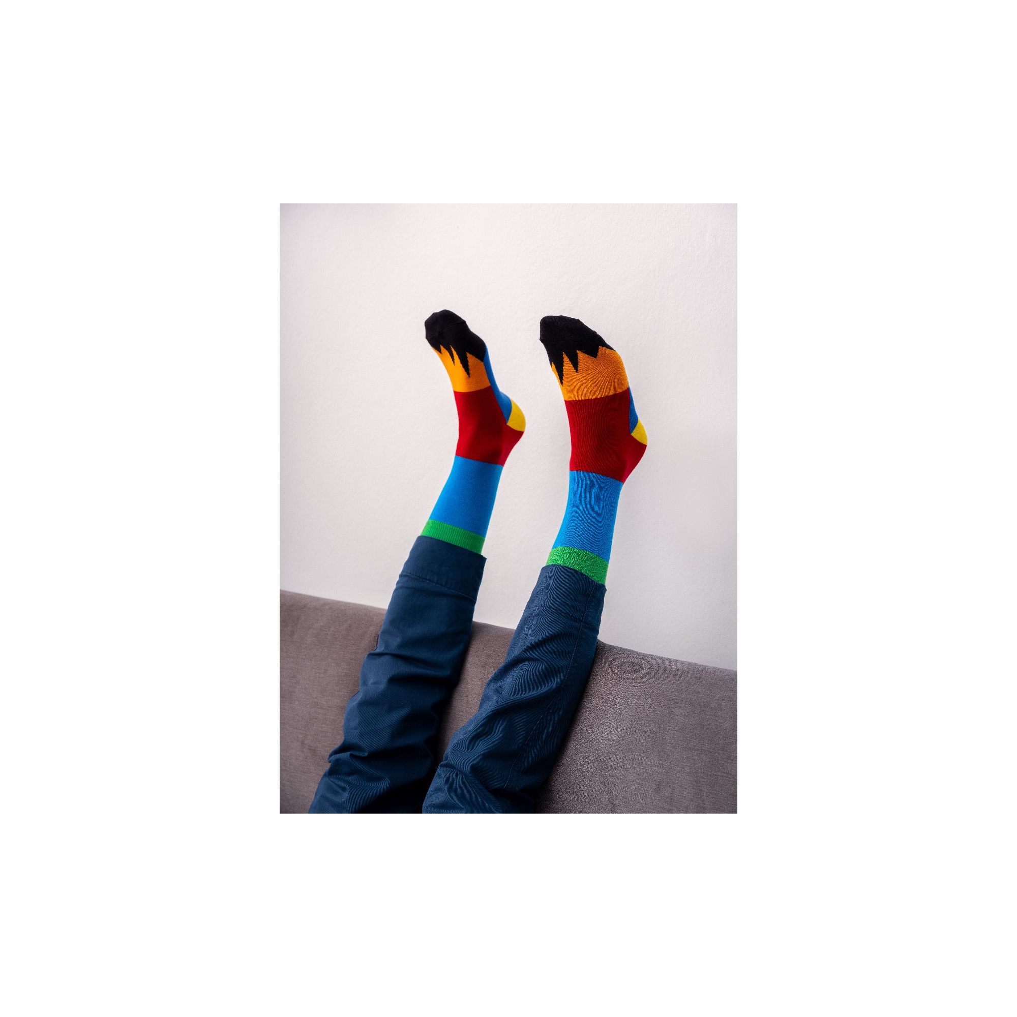 PATCHWORK SOCKS LIGHT BLUE/RED