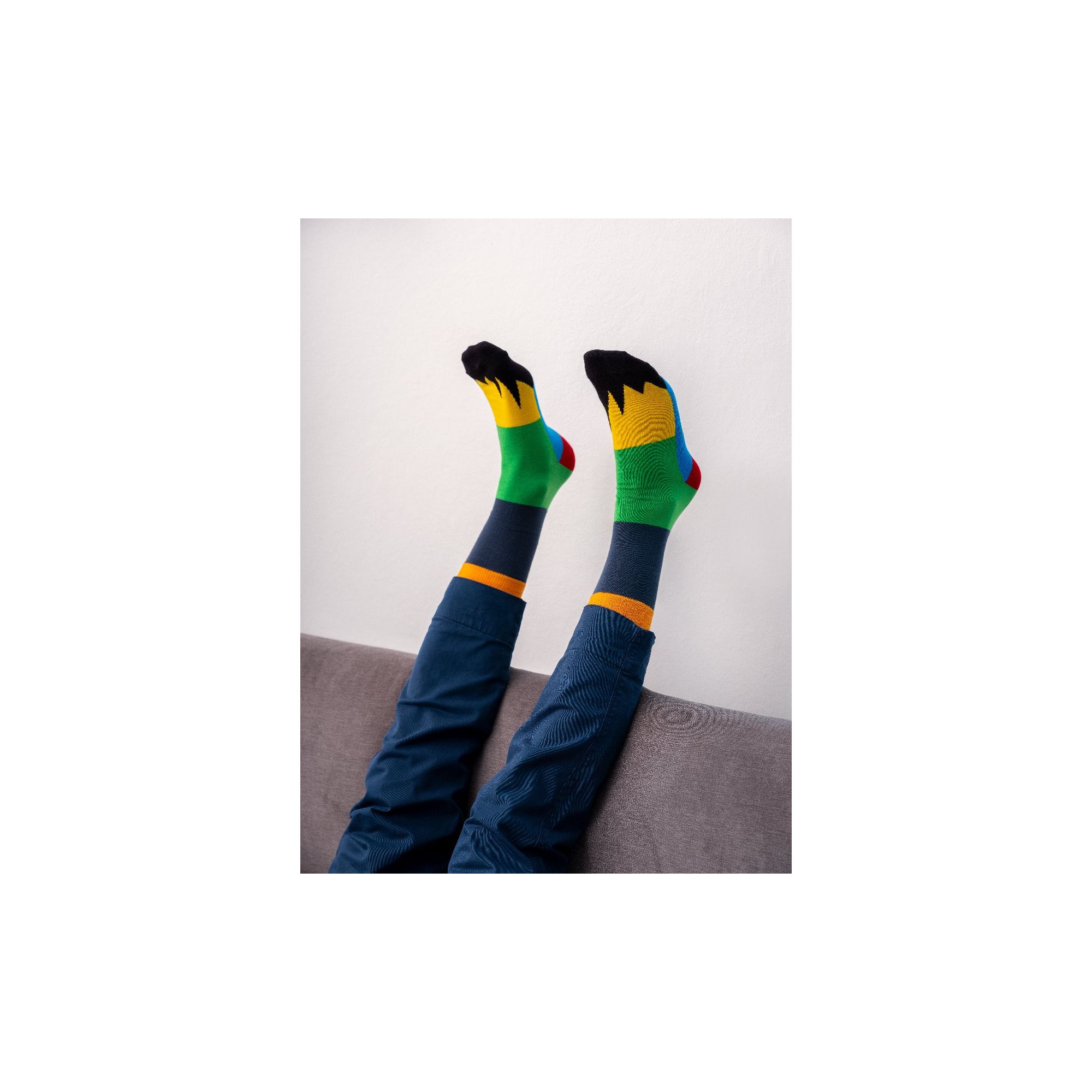 PATCHWORK SOCKS NAVY BLUE/EMERALD GREEN