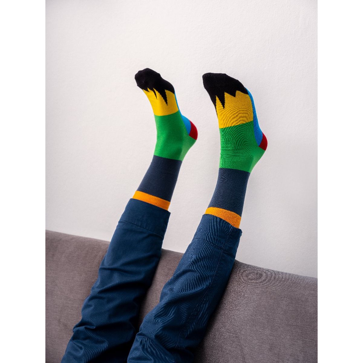 PATCHWORK SOCKS NAVY BLUE/EMERALD GREEN