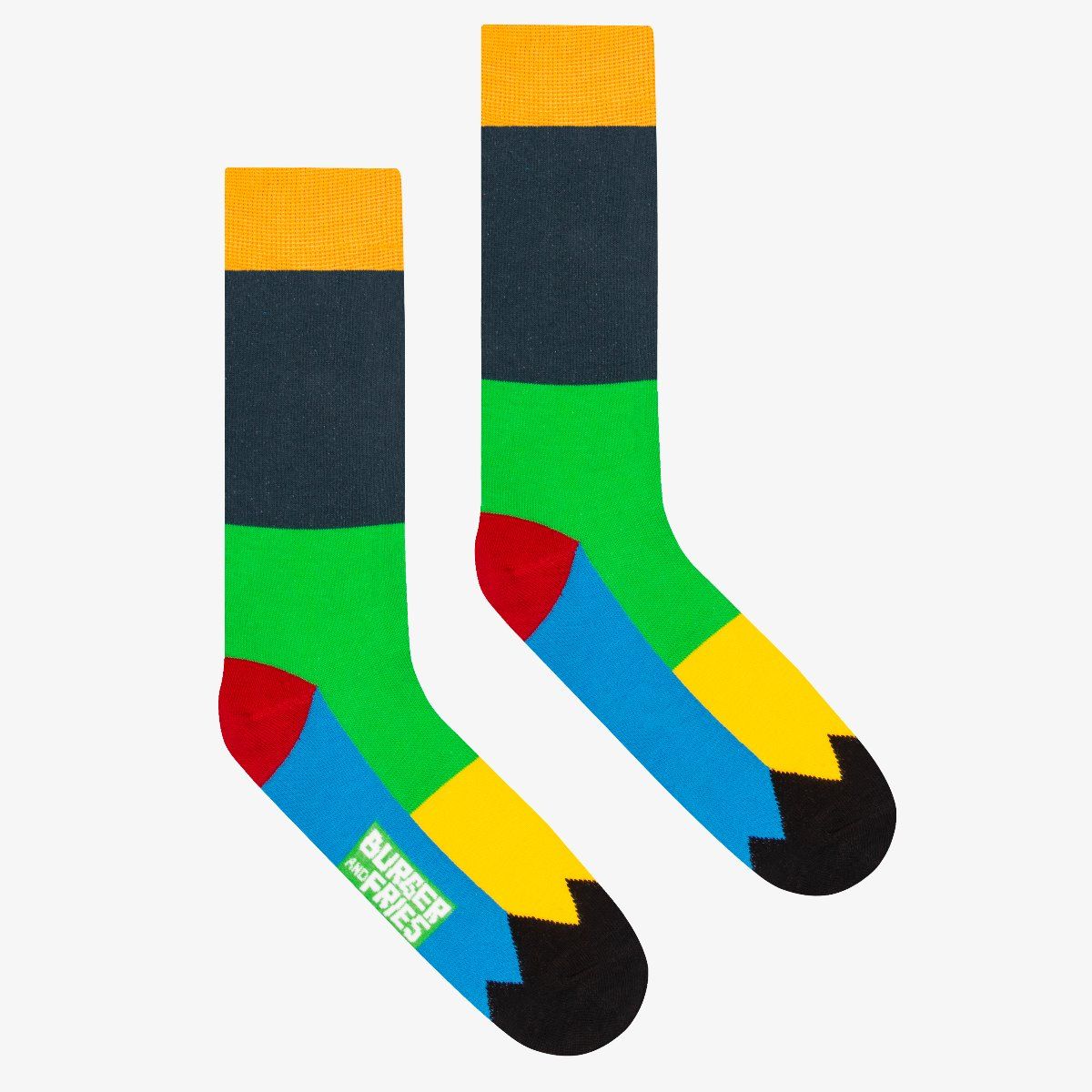 PATCHWORK SOCKS NAVY BLUE/EMERALD GREEN