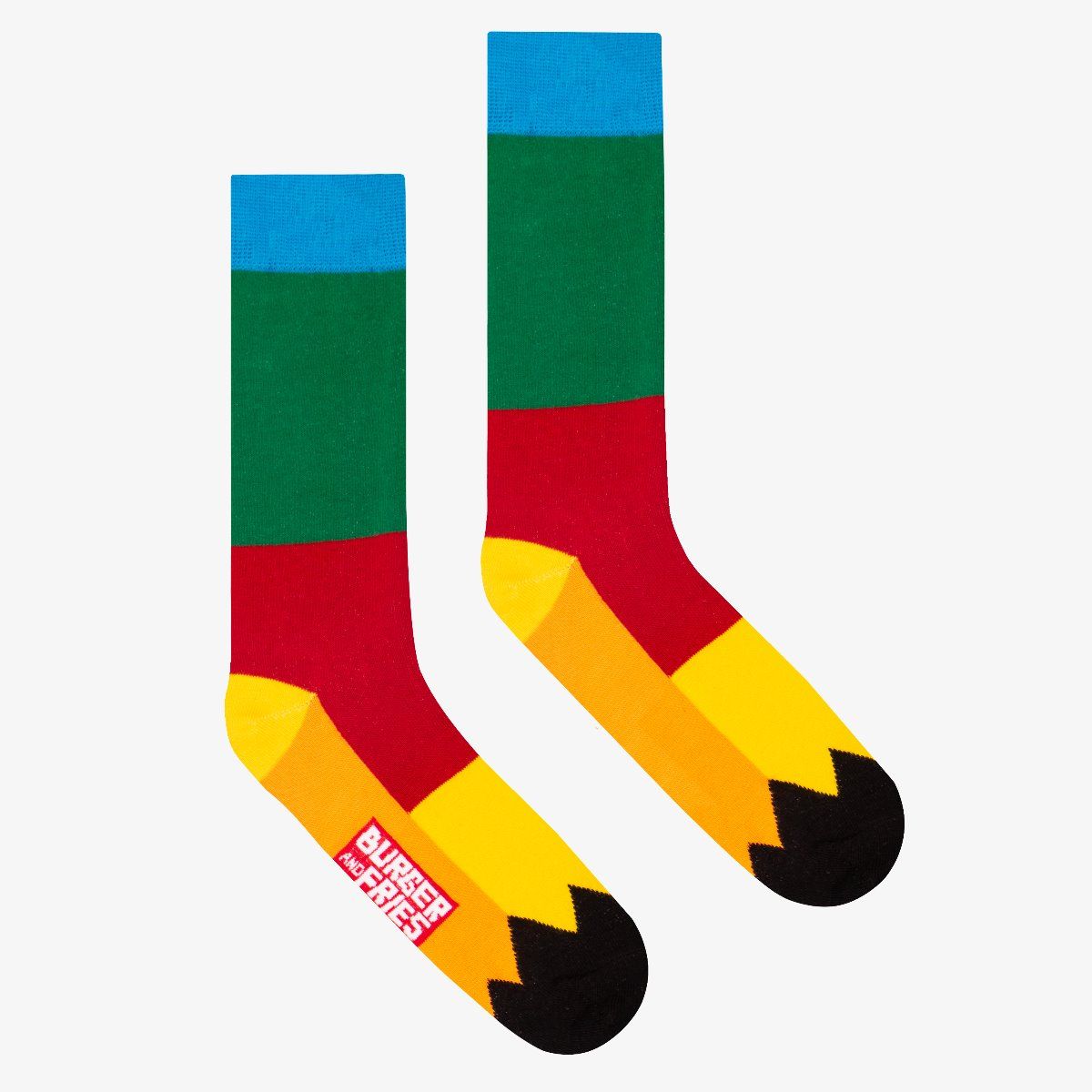 PATCHWORK SOCKS DARK GREEN/RED