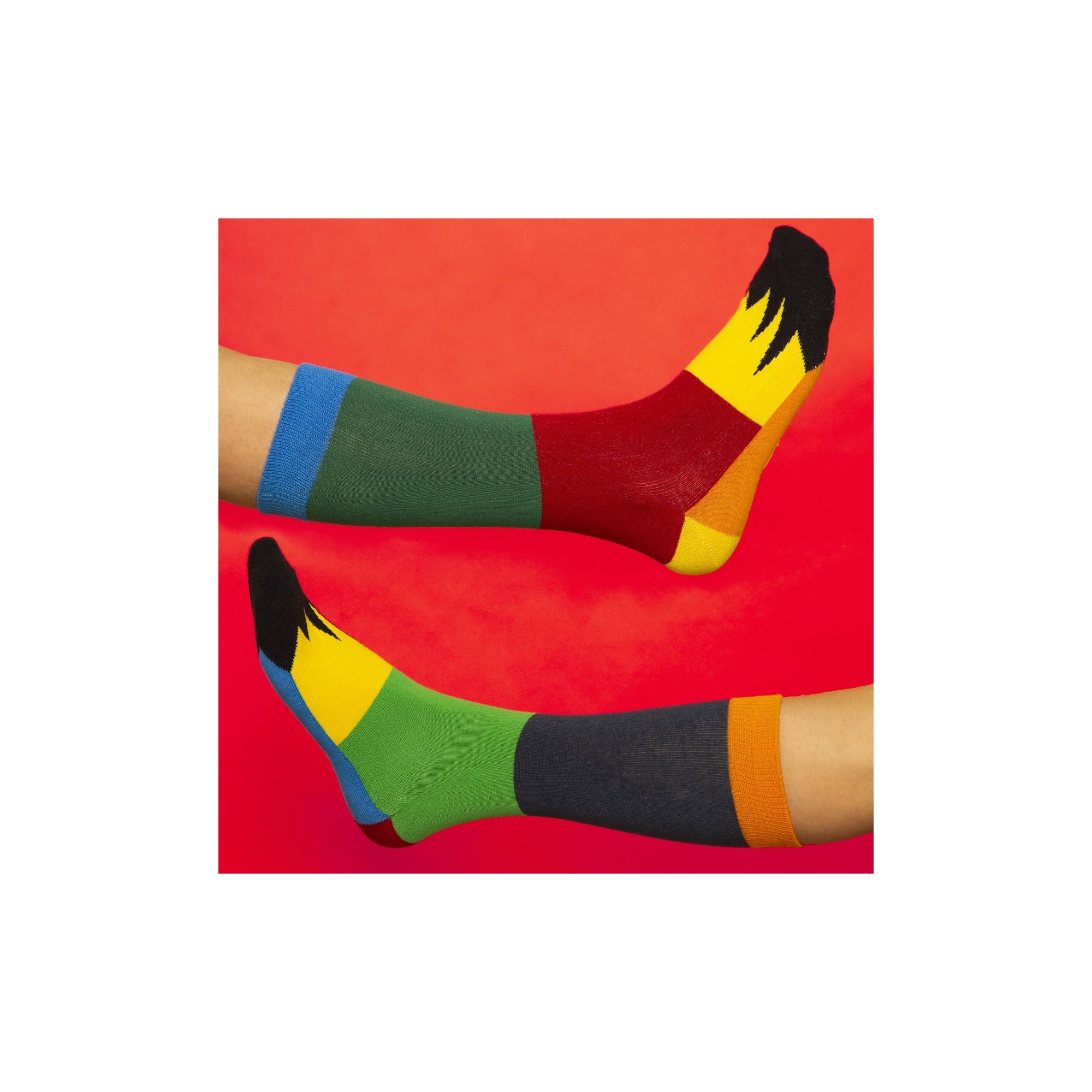 PATCHWORK SOCKS NAVY BLUE/EMERALD GREEN