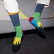 PATCHWORK SOCKS NAVY BLUE/EMERALD GREEN