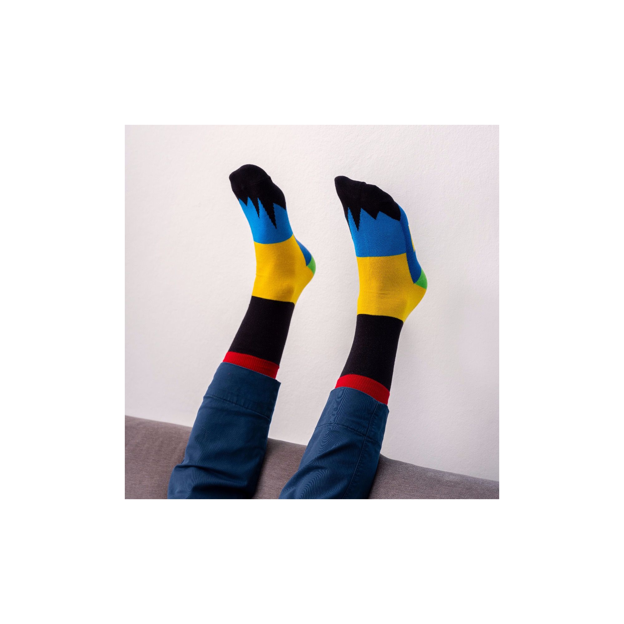 PATCHWORK SOCKS BLACK/YELLOW