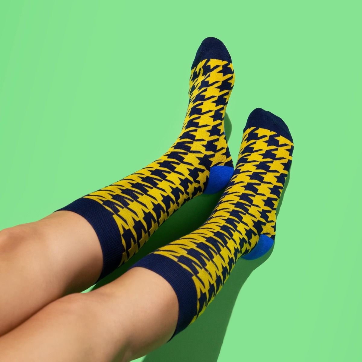 PREPPY PIED DE POULE YELLOW/NAVY BLUE