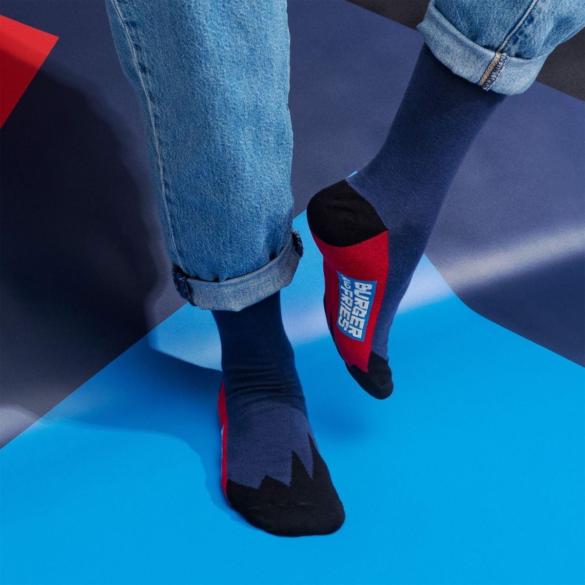 COLOR BLOCK SOCKS NAVY BLUE