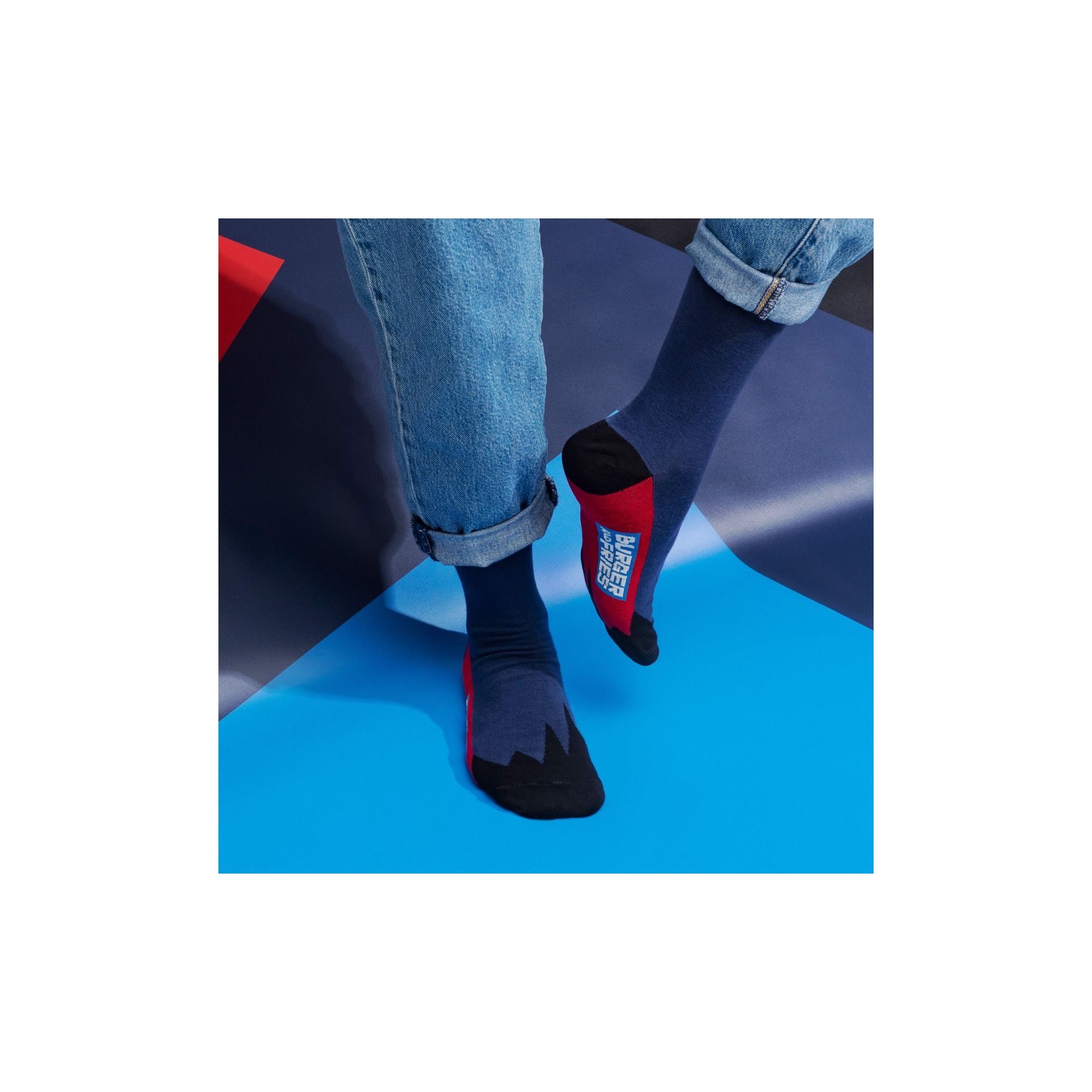 COLOR BLOCK SOCKS NAVY BLUE