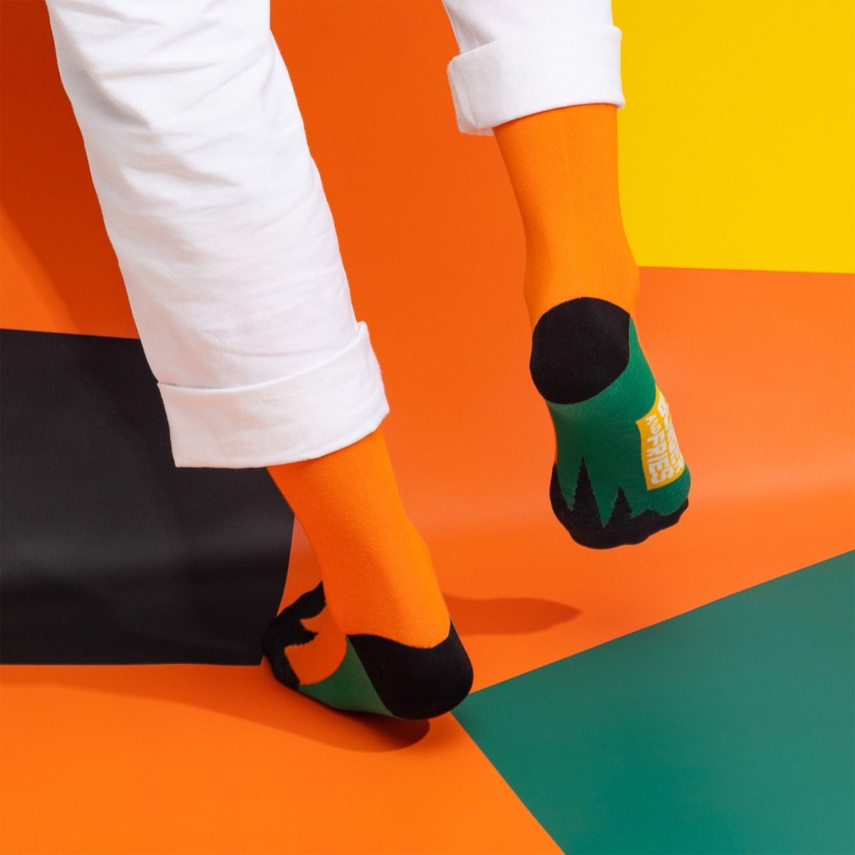 COLOR BLOCK SOCKS ARANCIO FLUO