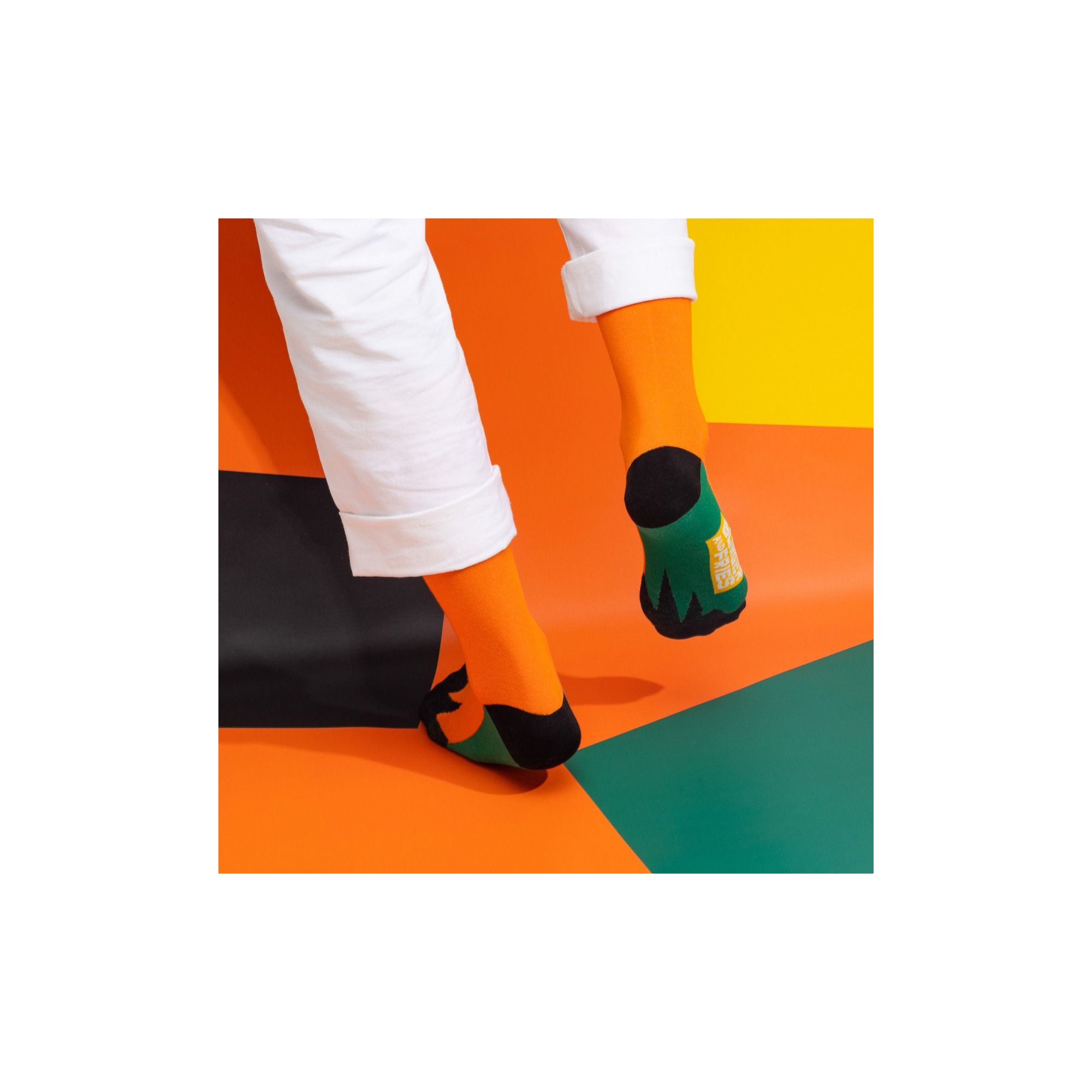 COLOR BLOCK SOCKS ARANCIO FLUO