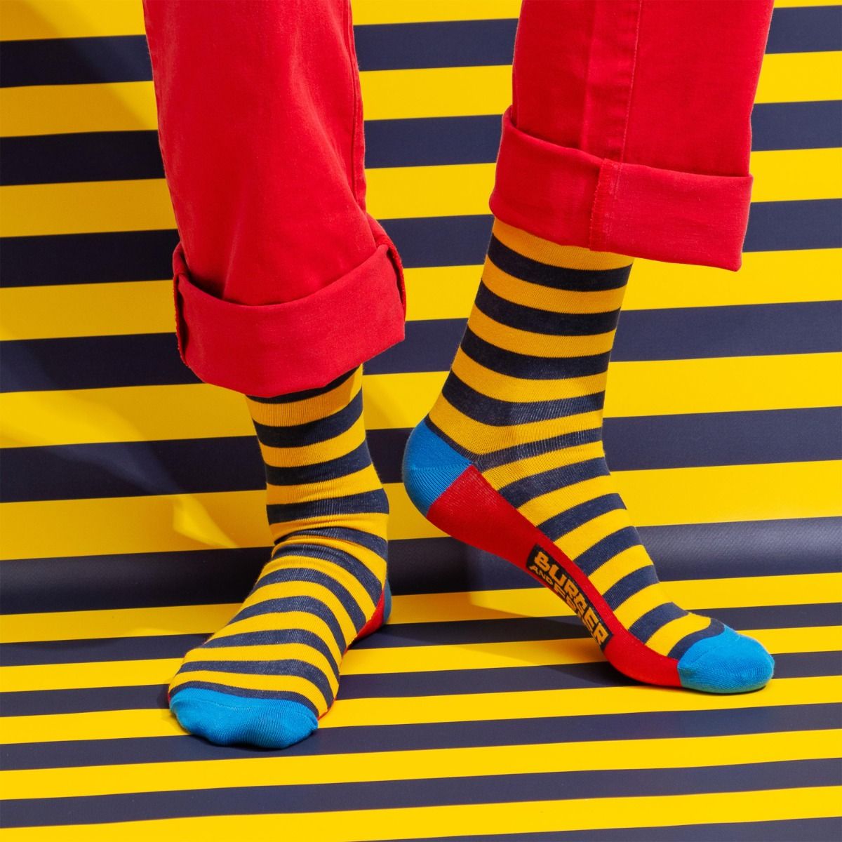 STRIPES SOCKS NAVY BLUE/GIALLO