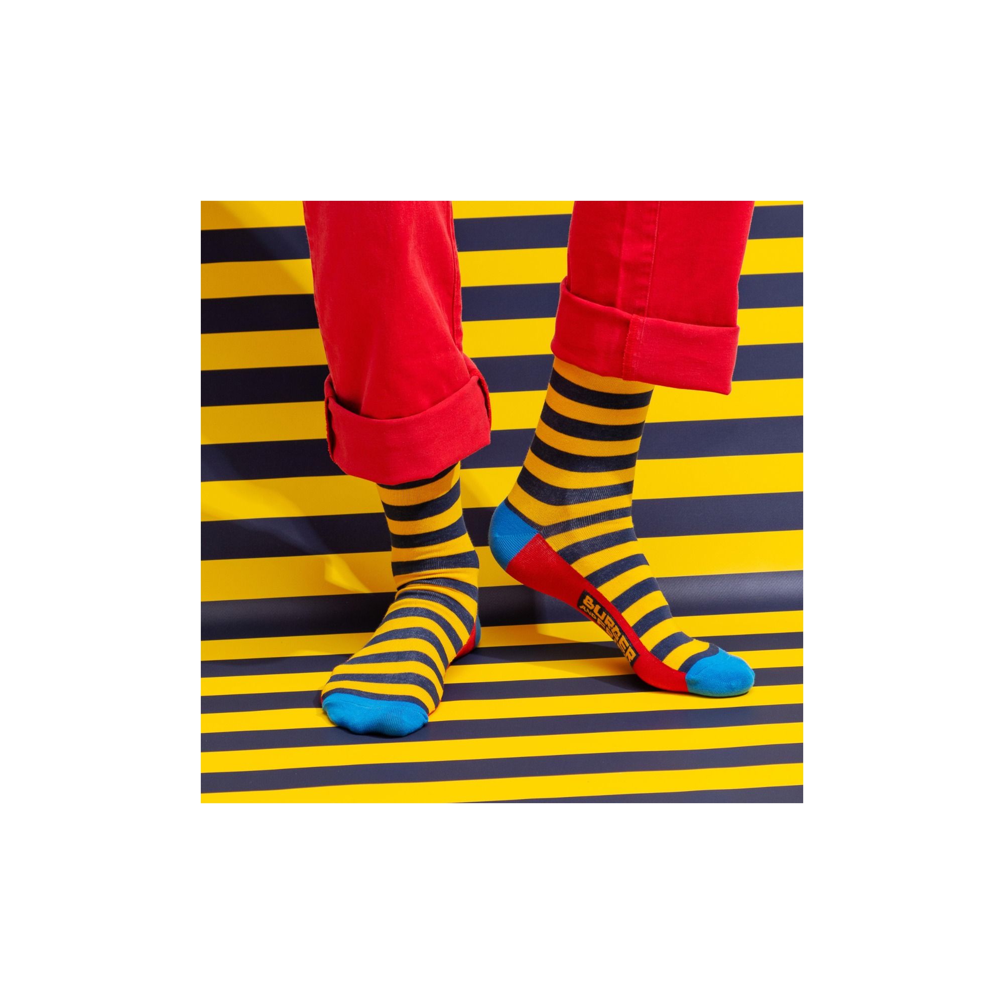 STRIPES SOCKS NAVY BLUE/GIALLO