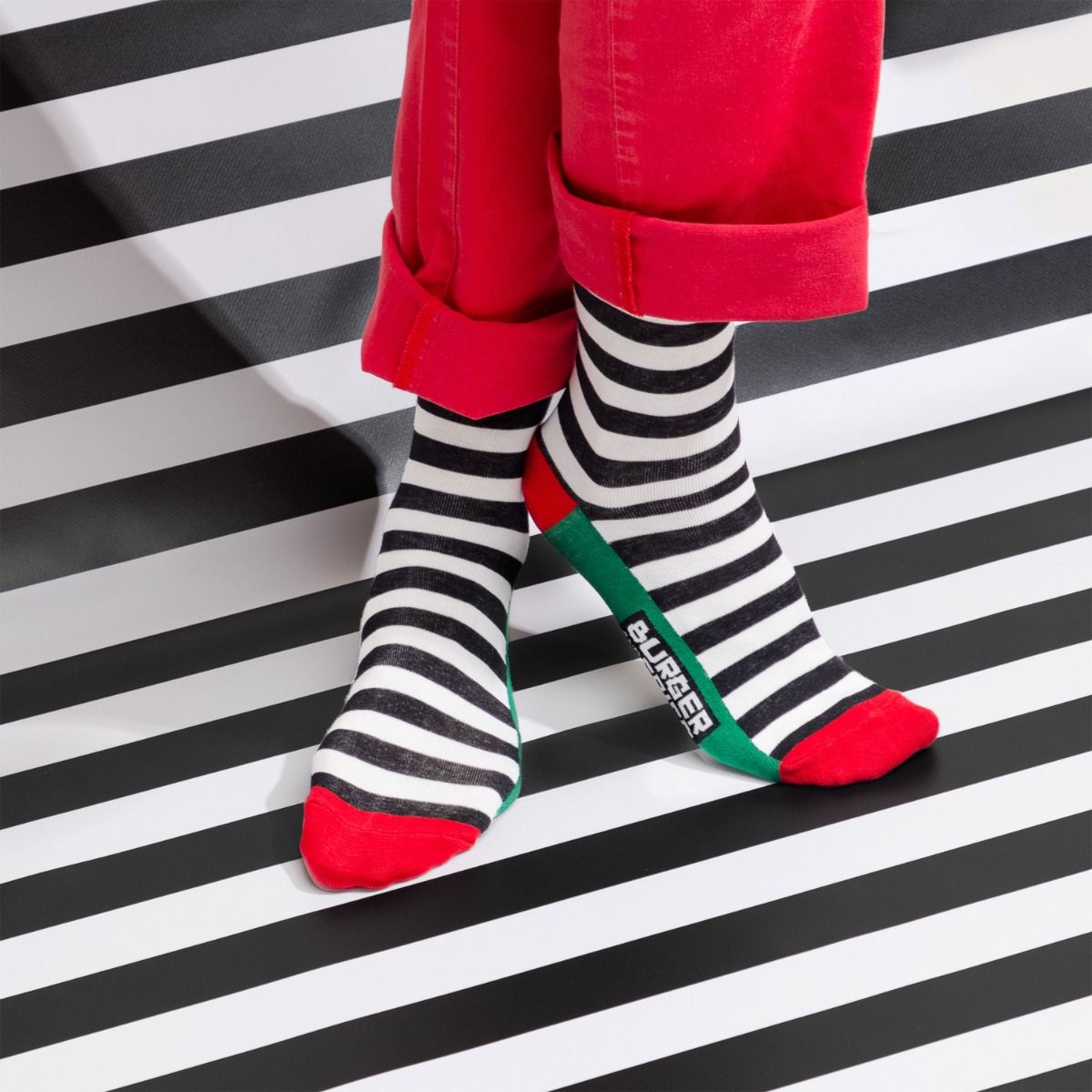 STRIPES SOCKS NERO/BIANCO