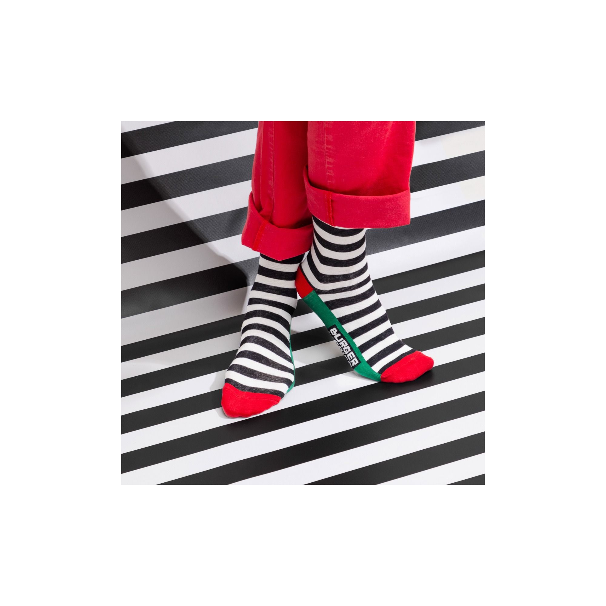 STRIPES SOCKS NERO/BIANCO