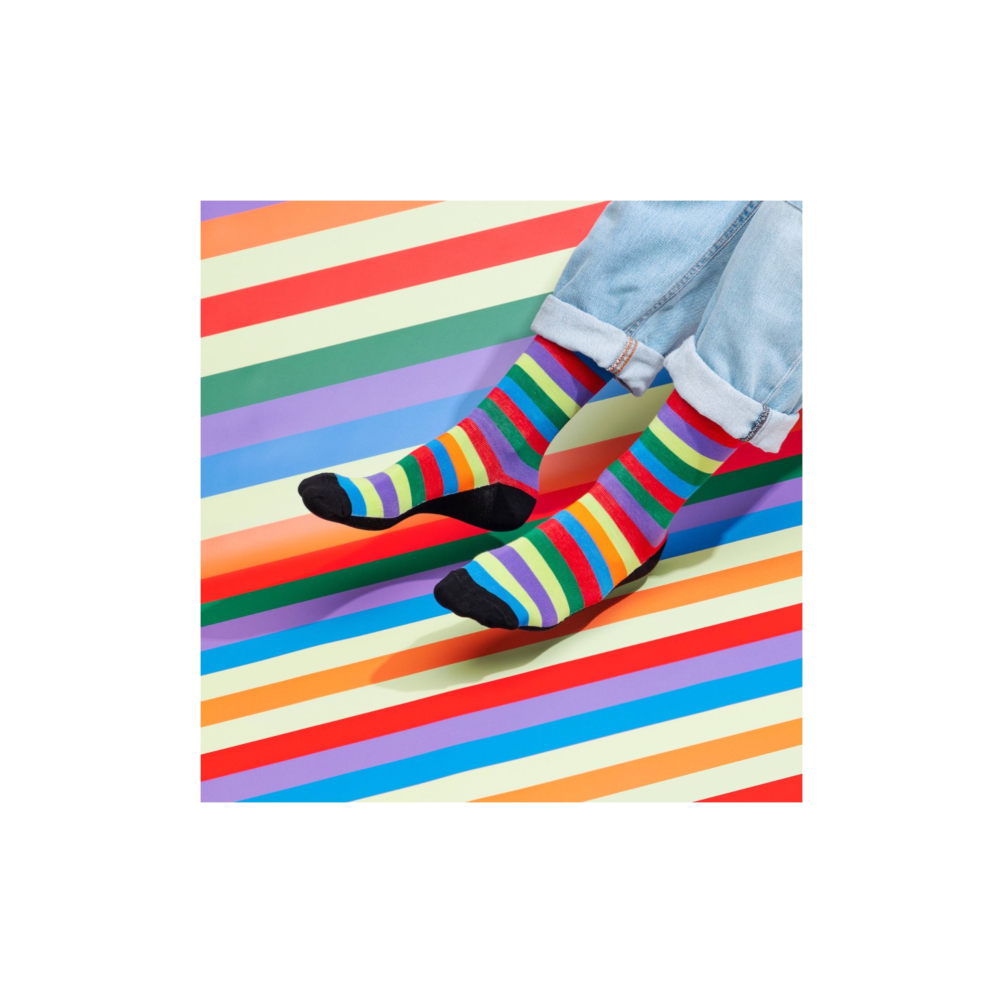 STRIPES SOCKS NERO/ROSSO FUOCO