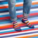 STRIPES SOCKS TURCHESE/ROSSO FUOCO