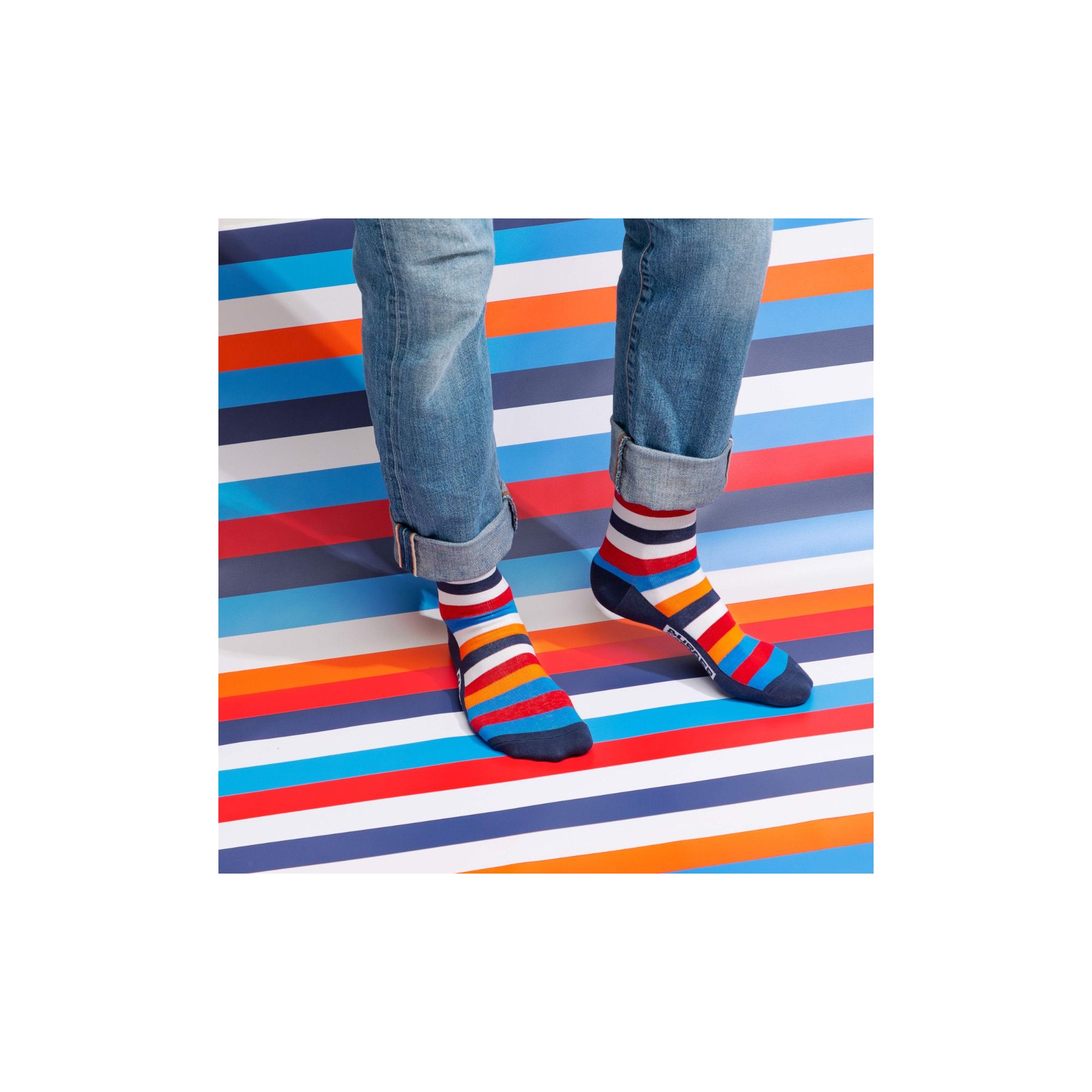 STRIPES SOCKS TURCHESE/ROSSO FUOCO