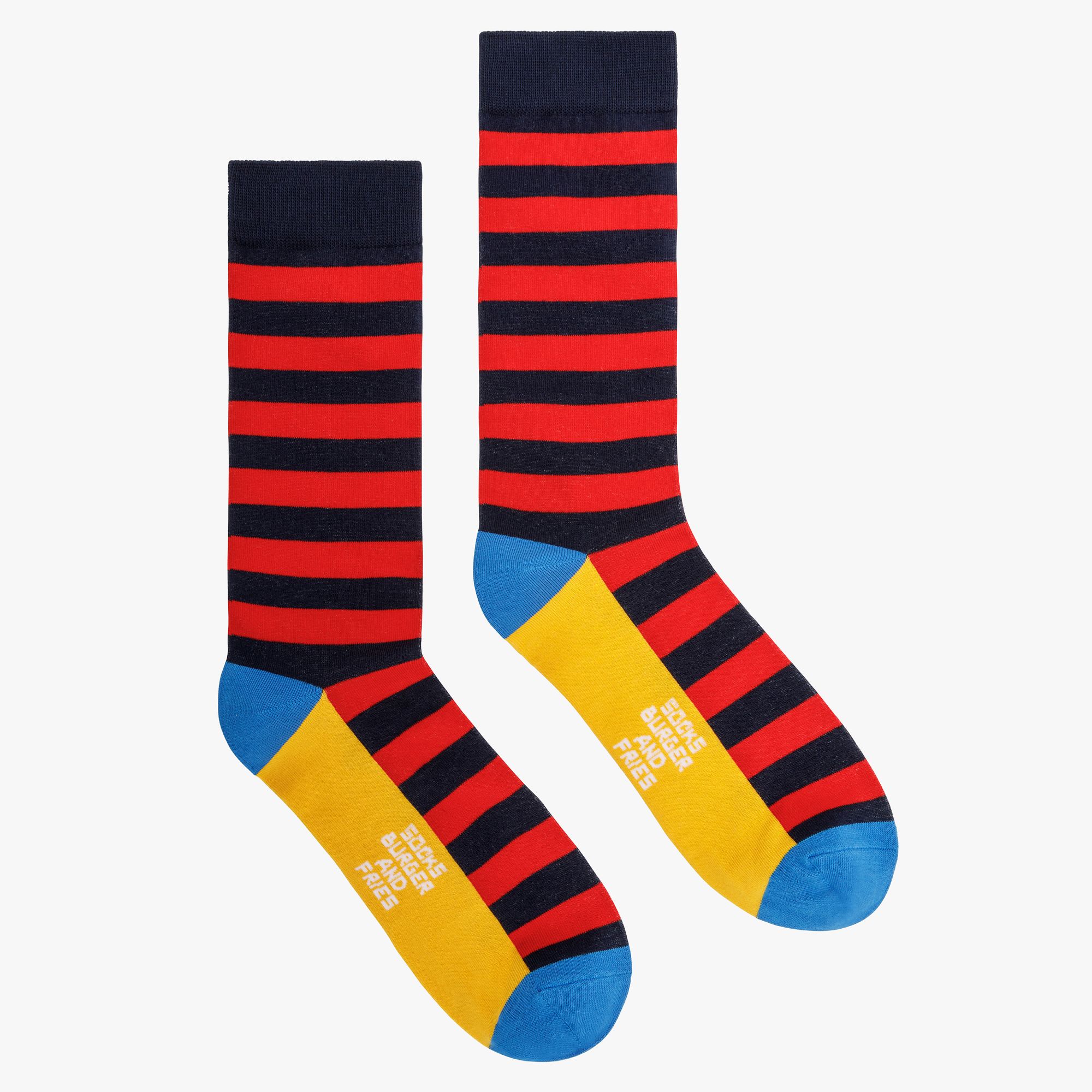 STRIPES SOCKS ROSSO FUOCO / NAVY BLUE