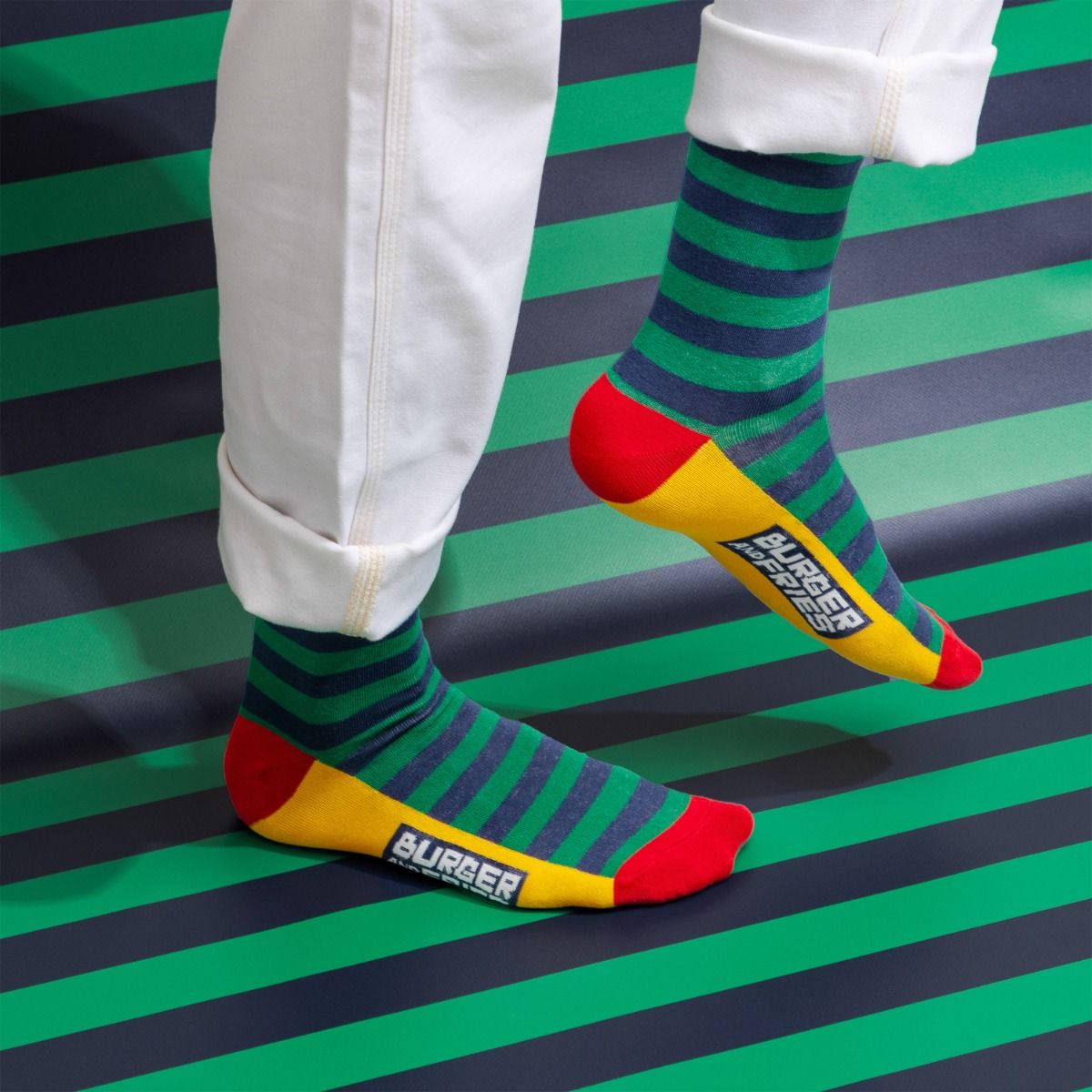 STRIPES SOCKS VERDE INGLESE/NAVY BLUE