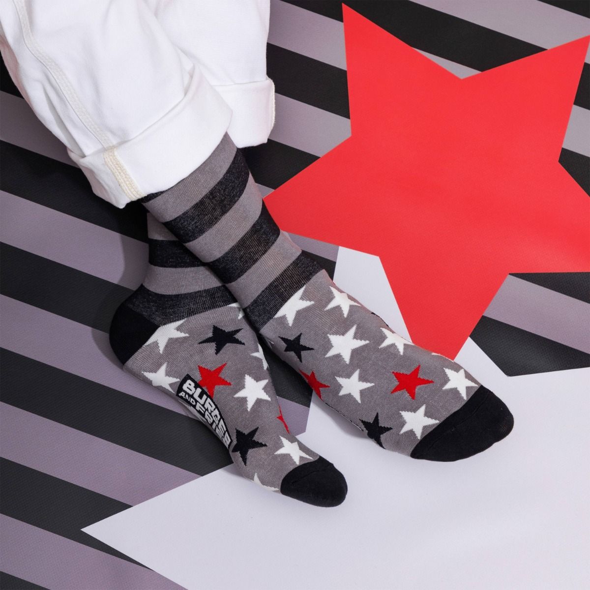 STRIPES FANCY SOCKS NERO/GRIGIO MEDIO