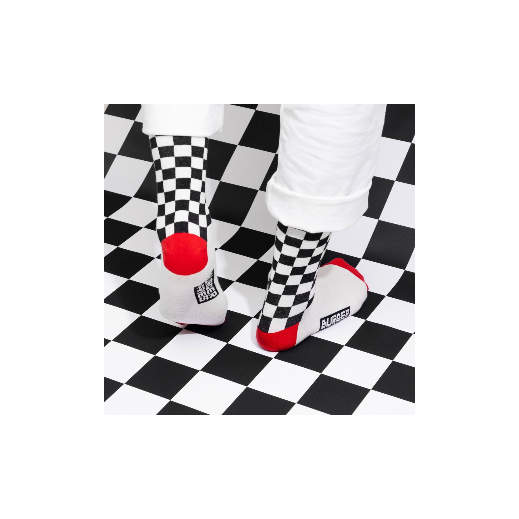 CHECKERED SOCKS NERO/BIANCO