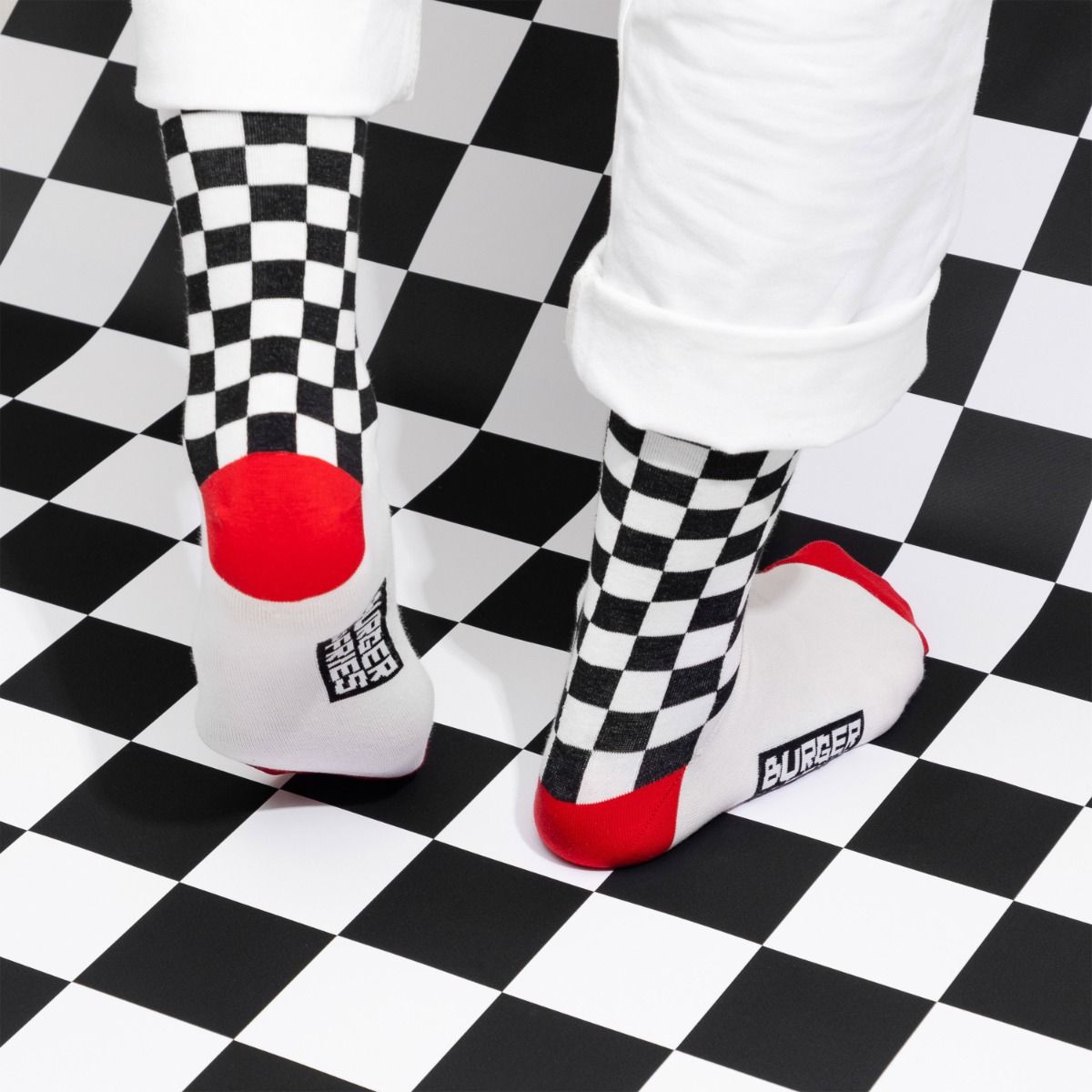 CHECKERED SOCKS NERO/BIANCO