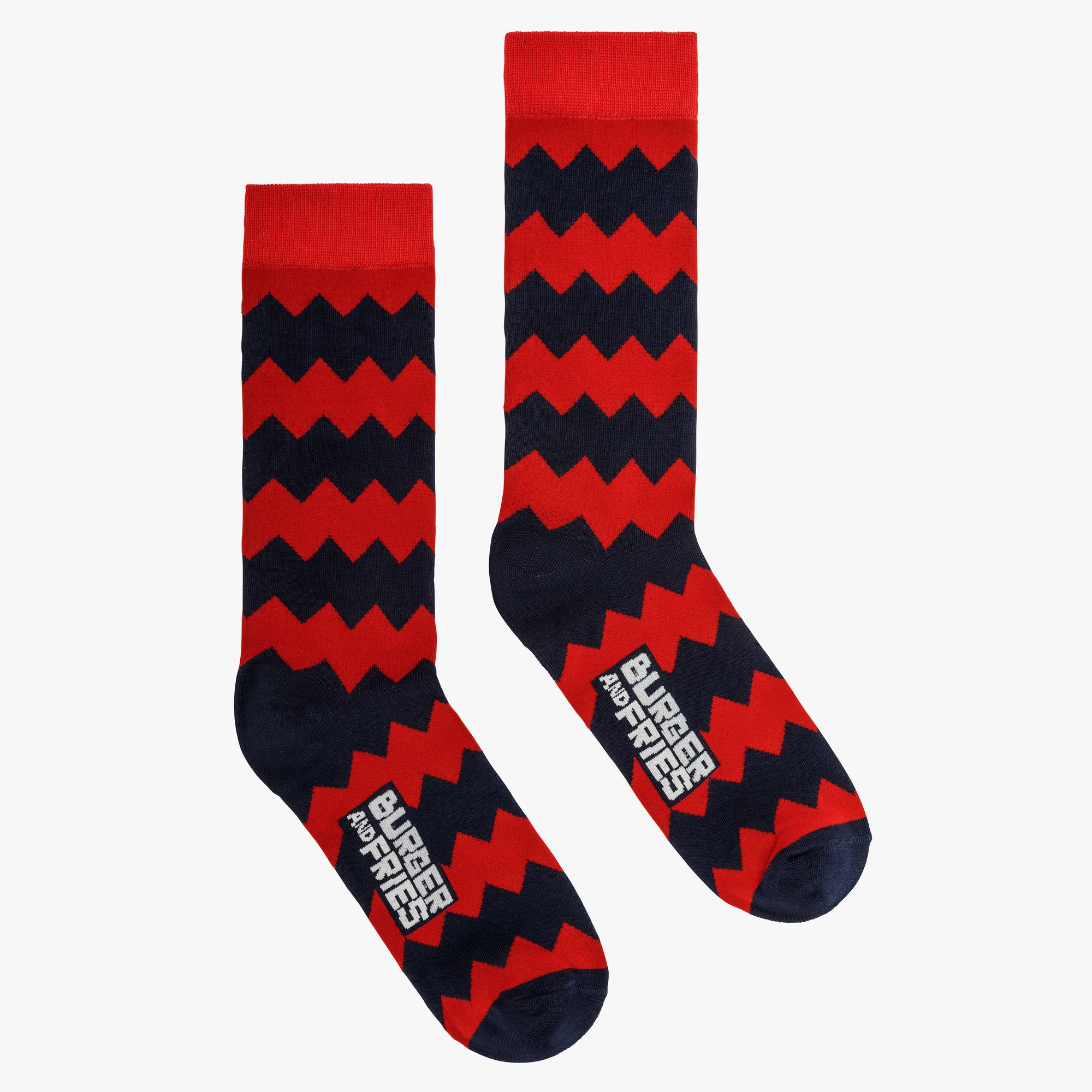 ZIG ZAG SOCKS NAVY BLUE / ROSSO FUOCO