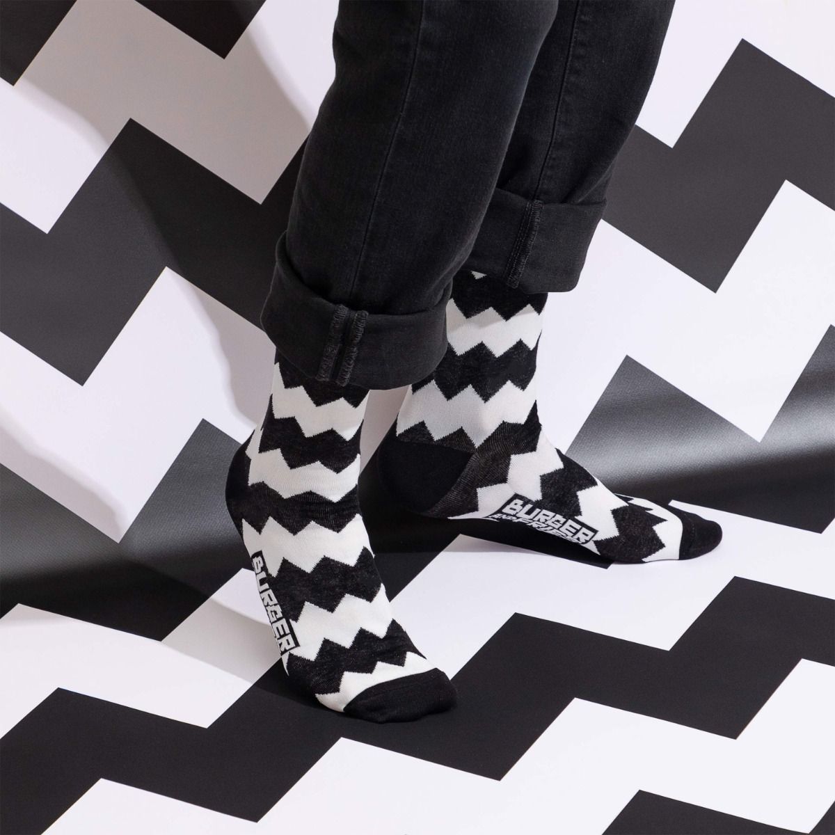 ZIG ZAG SOCKS NERO/BIANCO