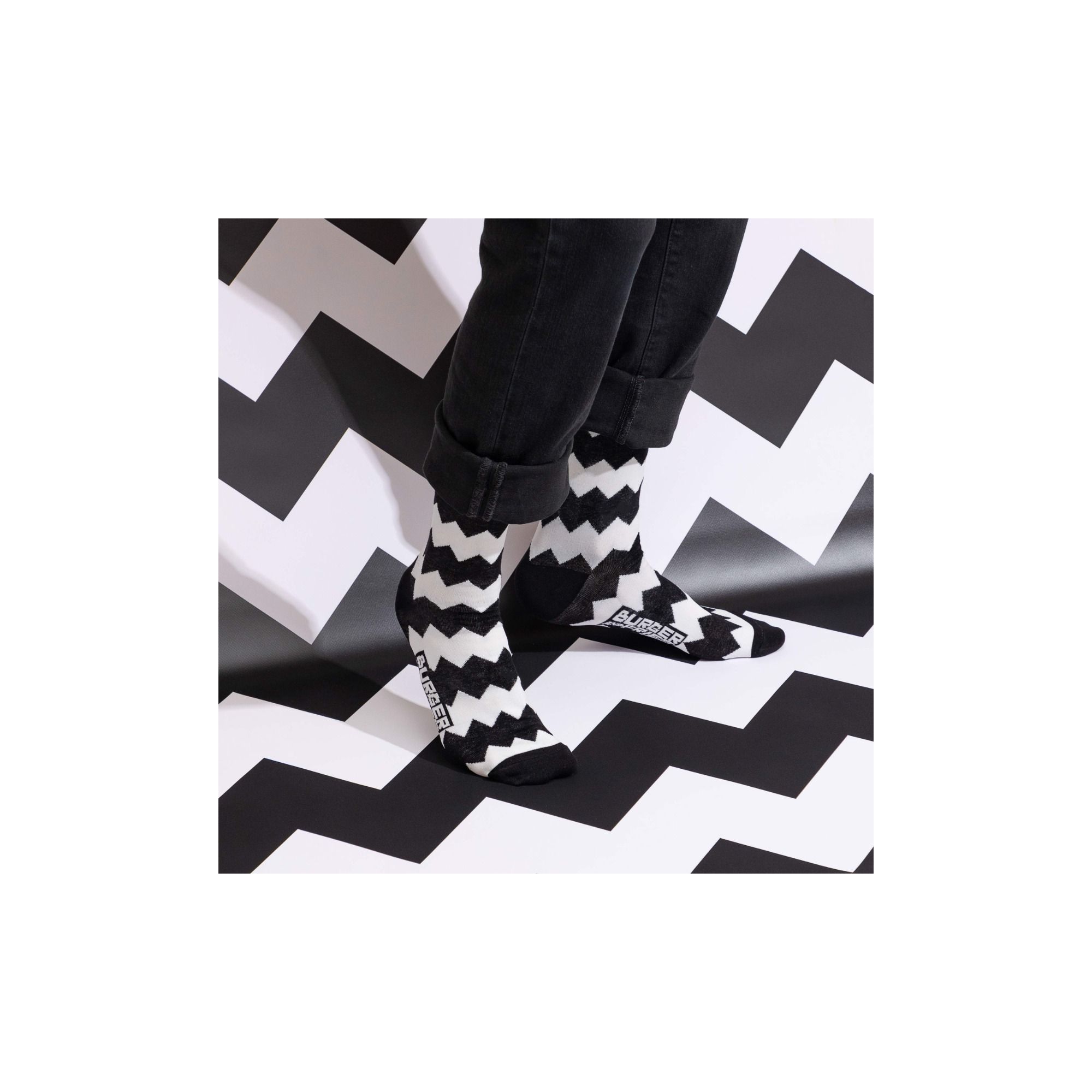 ZIG ZAG SOCKS NERO/BIANCO