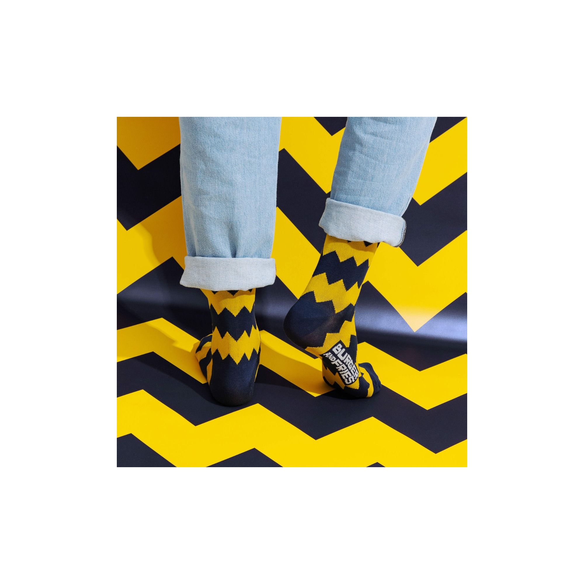 ZIG ZAG SOCKS GIALLO/NAVY BLUE