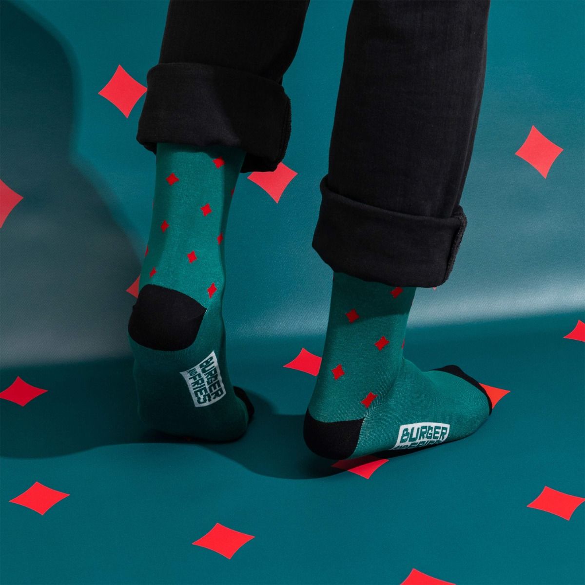 CARD GAME SOCKS VERDE INGLESE/ROSSO FUOCO