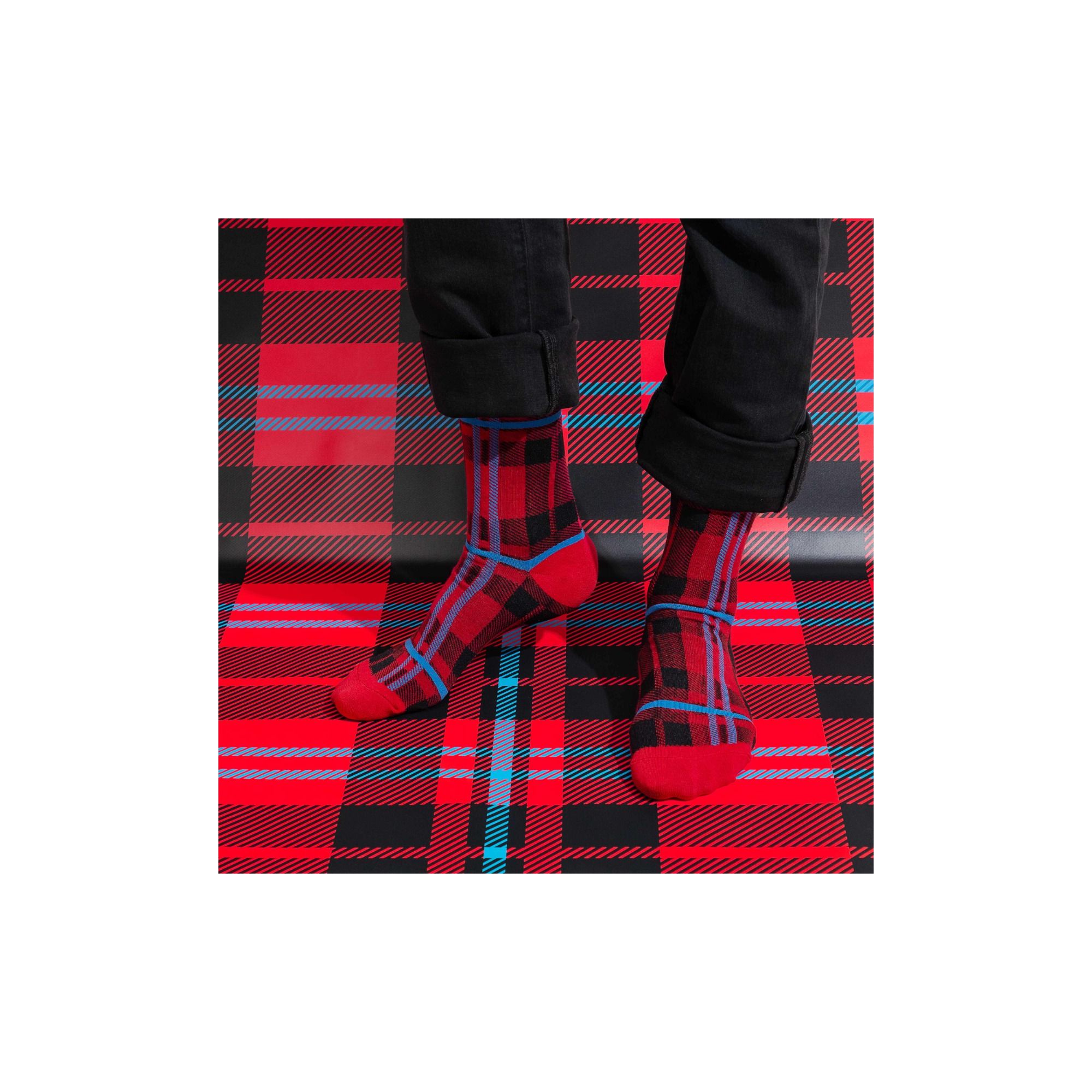 SCOTTISH FABRIC SOCKS ROSSO FUOCO / NERO