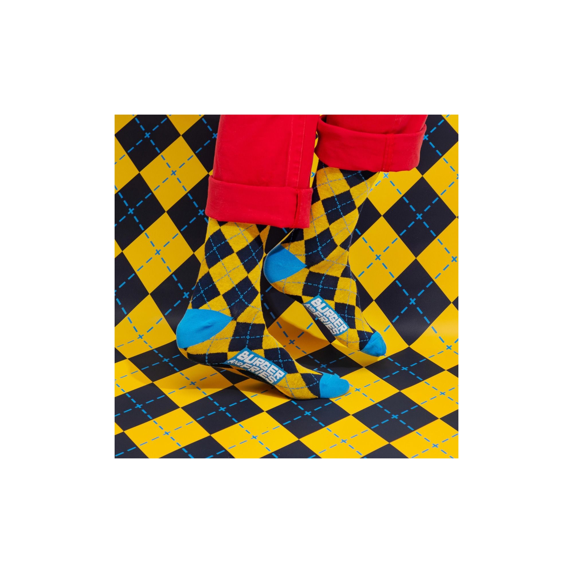 ARGYLE SOCKS NAVY BLUE/GIALLO