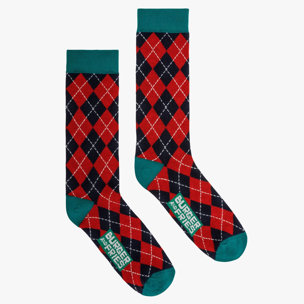 ARGYLE SOCKS NAVY BLUE / ROSSO FUOCO