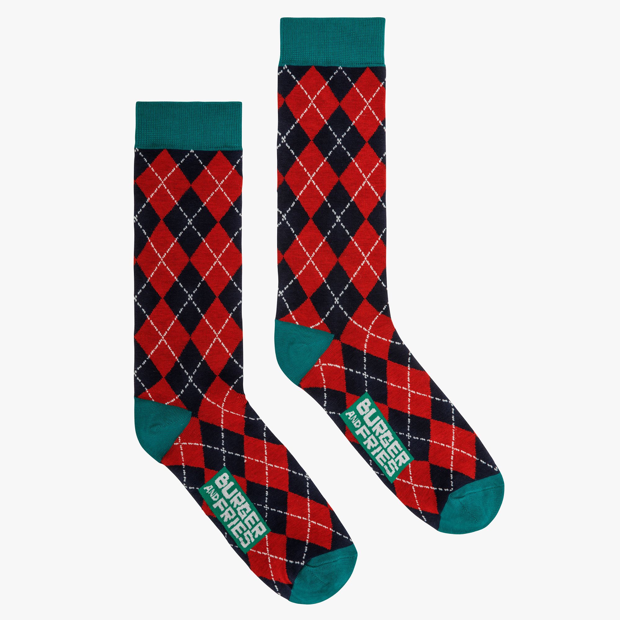 ARGYLE SOCKS NAVY BLUE / ROSSO FUOCO