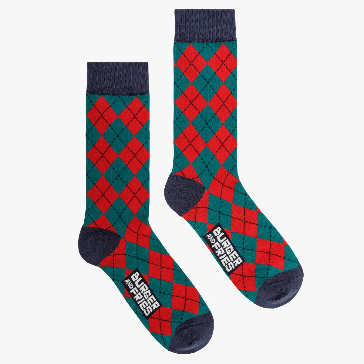 ARGYLE SOCKS VERDE INGLESE/ROSSO FUOCO