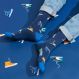 FORMAL FANCY SOCKS SHOES NAVY BLUE/ORANGE