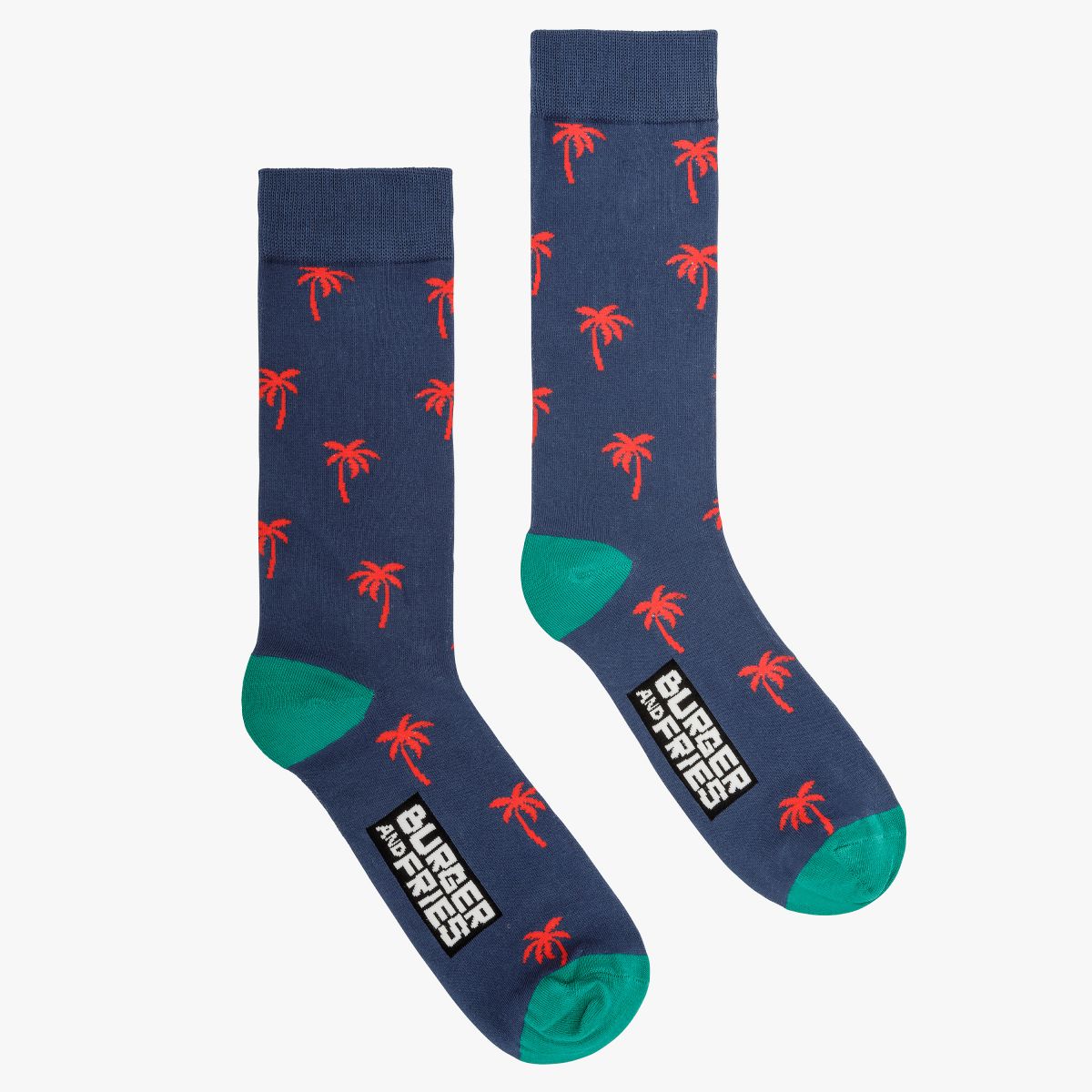 FORMAL FANCY SOCKS PALM DREAM NAVY BLUE/ROSSO FUOCO