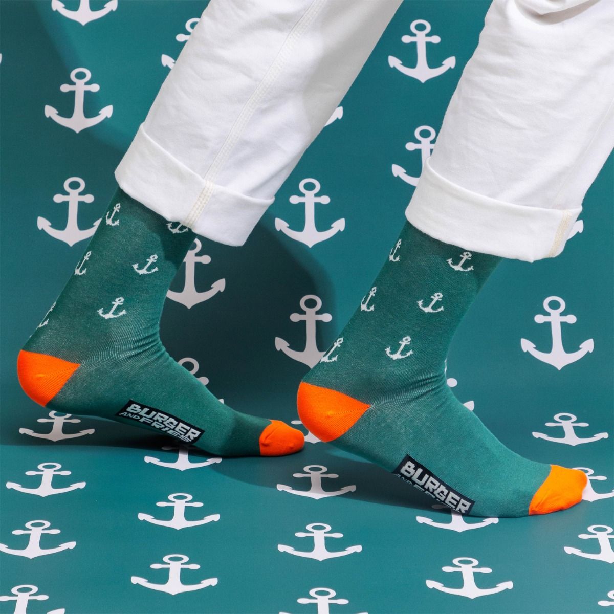 FORMAL FANCY SOCKS ANCHOR VERDE INGLESE/ARANCIO