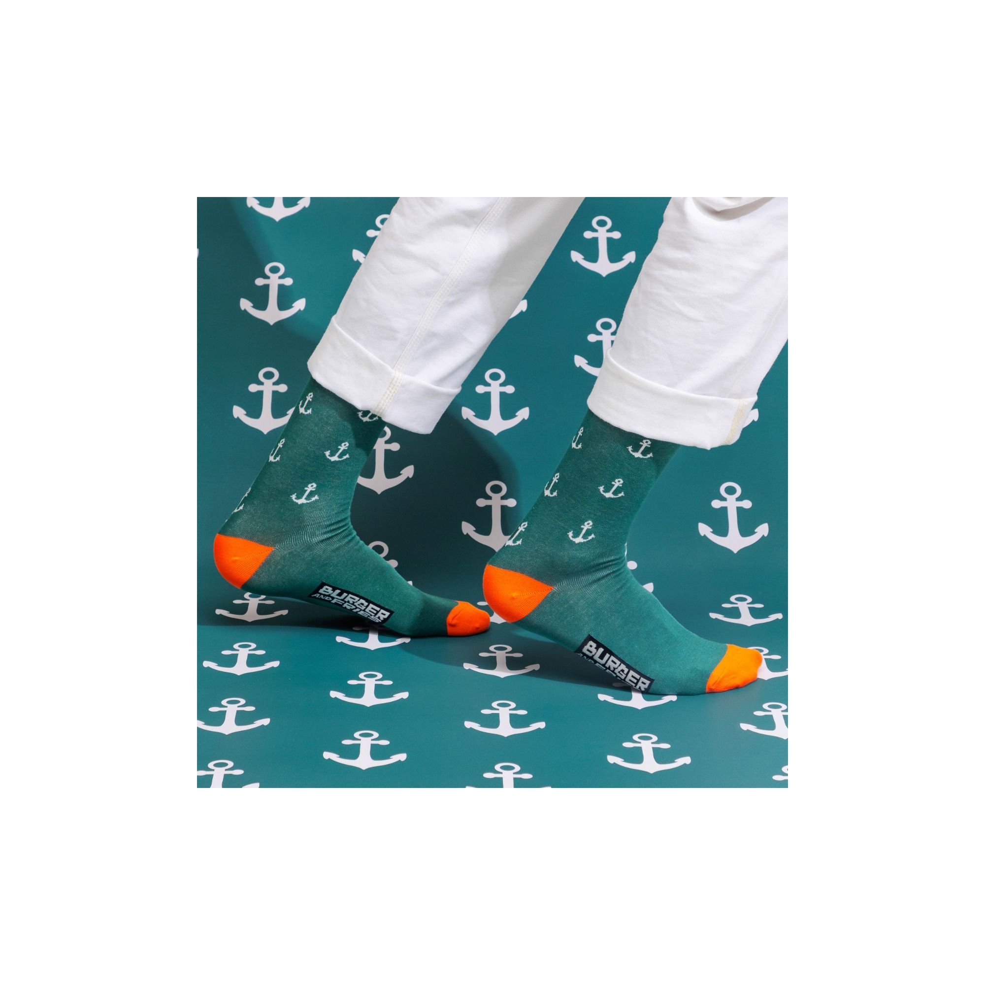 FORMAL FANCY SOCKS ANCHOR VERDE INGLESE/ARANCIO